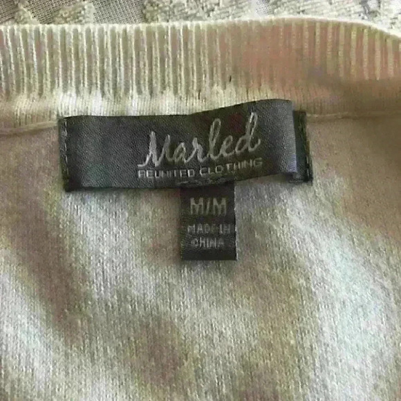 Marled  Reunited Striped Scallop Crochet Sweater Size Medium - Picture 8 of 11